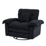 Chenille 360° Swivel Accent Chair in Oversized Format for Reading - Comfortable Accent Chair with Stool - Image 17