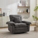 Chenille 360° Swivel Accent Chair in Oversized Format for Reading - Comfortable Accent Chair with Stool - Image 2