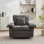 Chenille 360° Swivel Accent Chair in Oversized Format for Reading - Comfortable Accent Chair with Stool - Image 3