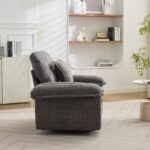 Chenille 360° Swivel Accent Chair in Oversized Format for Reading - Comfortable Accent Chair with Stool - Image 4