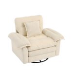 Chenille 360° Swivel Accent Chair in Oversized Format for Reading - Comfortable Accent Chair with Stool - Image 11