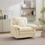 Chenille 360° Swivel Accent Chair in Oversized Format for Reading - Comfortable Accent Chair with Stool - Image 3
