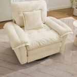 Chenille 360° Swivel Accent Chair in Oversized Format for Reading - Comfortable Accent Chair with Stool - Image 4