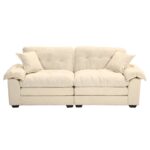 213 cm Chenille-Tiefeinzelsofa mit Doppelschichtkissen (Memory-Schaum + Taschenfedern) – Bequeme Zwe - Image 11