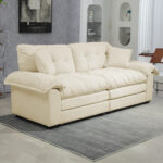 213 cm Chenille-Tiefeinzelsofa mit Doppelschichtkissen (Memory-Schaum + Taschenfedern) – Bequeme Zwe - Image 2