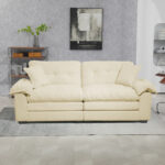 213 cm Chenille-Tiefeinzelsofa mit Doppelschichtkissen (Memory-Schaum + Taschenfedern) – Bequeme Zwe - Image 8