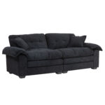 213 cm Chenille-Tiefeinzelsofa mit Doppelschichtkissen (Memory-Schaum + Taschenfedern) – Bequeme Zwe - Image 15