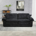 213 cm Chenille-Tiefeinzelsofa mit Doppelschichtkissen (Memory-Schaum + Taschenfedern) – Bequeme Zwe - Image 6