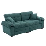 213 cm Chenille-Tiefeinzelsofa mit Doppelschichtkissen (Memory-Schaum + Taschenfedern) – Bequeme Zwe - Image 16