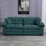 213 cm Chenille-Tiefeinzelsofa mit Doppelschichtkissen (Memory-Schaum + Taschenfedern) – Bequeme Zwe - Image 2