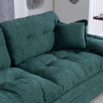 213 cm Chenille-Tiefeinzelsofa mit Doppelschichtkissen (Memory-Schaum + Taschenfedern) – Bequeme Zwe - Image 9
