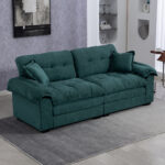 2-Teiliges Chenill-Sofaset: Einzelsofa + Loveseat mit zweischichtiger Sitzpolsterung & Dekokissen, T - Image 13