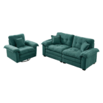 2-Teiliges Chenill-Sofaset: Einzelsofa + Loveseat mit zweischichtiger Sitzpolsterung & Dekokissen, T - Image 27