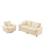 2-Teiliges Chenill-Sofaset: Einzelsofa + Loveseat mit zweischichtiger Sitzpolsterung & Dekokissen, T - Image 23