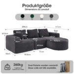 265cm wide fully compressed sofa with three pillows (feather pillow+two plastic cup holders) - comfo - Image 2