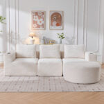 265cm wide fully compressed sofa with three pillows (feather pillow+two plastic cup holders) - comfo