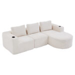 265cm wide fully compressed sofa with three pillows (feather pillow+two plastic cup holders) - comfo - Image 22