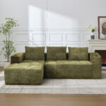 258 centimetres wide fully compressed L-shaped sofa with three pillows - a classic, minimalist, and