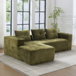 258 centimetres wide fully compressed L-shaped sofa with three pillows - a classic, minimalist, and - Image 2