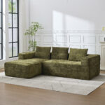 258 centimetres wide fully compressed L-shaped sofa with three pillows - a classic, minimalist, and - Image 3