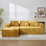 258 centimeter wide fully compressed L-shaped sofa with three pillows - a classic, minimalist, and c