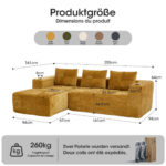 258 centimeter wide fully compressed L-shaped sofa with three pillows - a classic, minimalist, and c - Image 2