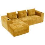 258 centimeter wide fully compressed L-shaped sofa with three pillows - a classic, minimalist, and c - Image 22
