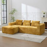 258 centimeter wide fully compressed L-shaped sofa with three pillows - a classic, minimalist, and c - Image 4