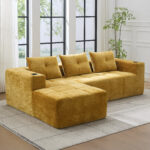 258 centimeter wide fully compressed L-shaped sofa with three pillows - a classic, minimalist, and c - Image 5