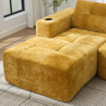 258 centimeter wide fully compressed L-shaped sofa with three pillows - a classic, minimalist, and c - Image 9