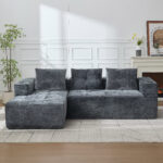 258 centimetres wide fully compressed L-shaped sofa with three pillows - a classic, minimalist, and