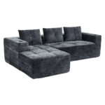 258 centimetres wide fully compressed L-shaped sofa with three pillows - a classic, minimalist, and - Image 12