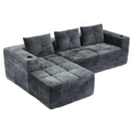 258 centimetres wide fully compressed L-shaped sofa with three pillows - a classic, minimalist, and - Image 14