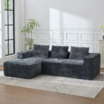 258 centimetres wide fully compressed L-shaped sofa with three pillows - a classic, minimalist, and - Image 2