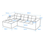 258 centimetres wide fully compressed L-shaped sofa with three pillows - a classic, minimalist, and - Image 21