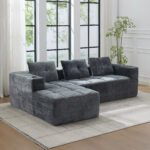 258 centimetres wide fully compressed L-shaped sofa with three pillows - a classic, minimalist, and - Image 3