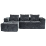 258 centimetres wide fully compressed L-shaped sofa with three pillows - a classic, minimalist, and - Image 6
