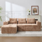 258 centimetres wide fully compressed L-shaped sofa with three pillows - a classic, minimalist, and