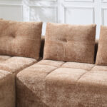 258 centimetres wide fully compressed L-shaped sofa with three pillows - a classic, minimalist, and - Image 10