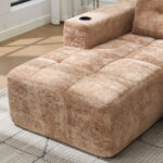 258 centimetres wide fully compressed L-shaped sofa with three pillows - a classic, minimalist, and - Image 13