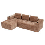 258 centimetres wide fully compressed L-shaped sofa with three pillows - a classic, minimalist, and - Image 20