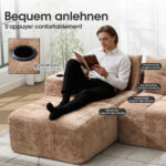 258 centimetres wide fully compressed L-shaped sofa with three pillows - a classic, minimalist, and - Image 3