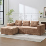 258 centimetres wide fully compressed L-shaped sofa with three pillows - a classic, minimalist, and - Image 5