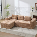 258 centimetres wide fully compressed L-shaped sofa with three pillows - a classic, minimalist, and - Image 6