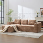 258 centimetres wide fully compressed L-shaped sofa with three pillows - a classic, minimalist, and - Image 9