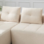 258 cm wide L sofa with three cushions (spring core + 2 plastic pocket plates) – classic, minimalist - Image 13