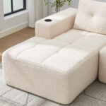 258 cm wide L sofa with three cushions (spring core + 2 plastic pocket plates) – classic, minimalist - Image 15