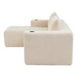 258 cm wide L sofa with three cushions (spring core + 2 plastic pocket plates) – classic, minimalist - Image 17