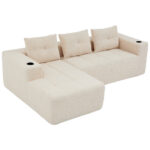 258 cm wide L sofa with three cushions (spring core + 2 plastic pocket plates) – classic, minimalist - Image 24