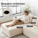 258 cm wide L sofa with three cushions (spring core + 2 plastic pocket plates) – classic, minimalist - Image 3